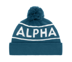 Шапка Alpha Industries Essential Pom Beanie Slate Blue (Голубая)