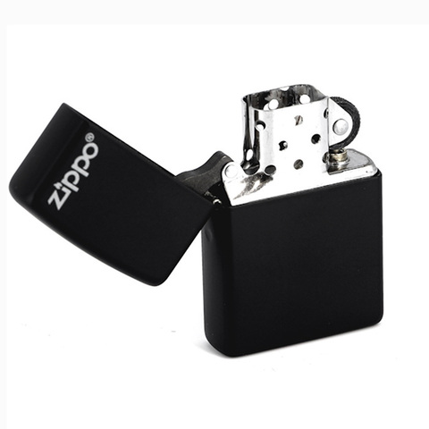 Зажигалка Zippo ZL* с покрытием Black Matte, латунь/сталь, чёрная с фирменным логотипом, матовая