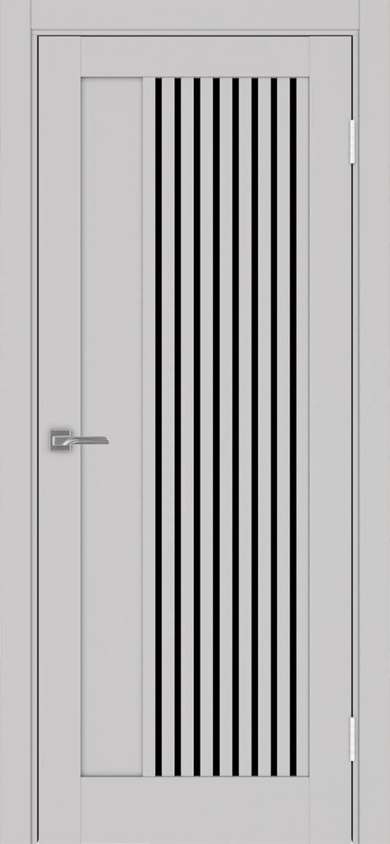 Дверь межкомнатная Оптима Порте Турин 544.12, цвет пепельный, экошпон, стекло лакобель черное