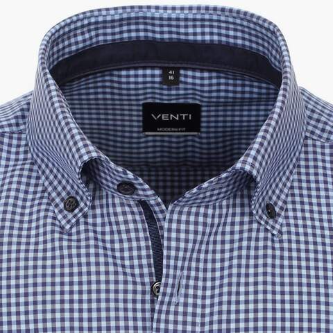 Рубашка мужская Venti Modern Fit 123942400-100 в сине-голубую клеточку