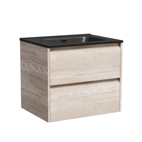 Sancos LB60EG Тумба подвесная Libra 590х450х500 c двумя ящиками оснащенными доводчиками скрытого монтажа с системой Soft close (плавного закрывания), c фрезерованными ручками по всей длине фасада, дуб галифакс натуральный