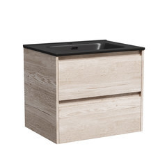 Sancos LB60EG Тумба подвесная Libra 590х450х500 c двумя ящиками оснащенными доводчиками скрытого монтажа с системой Soft close (плавного закрывания), c фрезерованными ручками по всей длине фасада, дуб галифакс натуральный фото