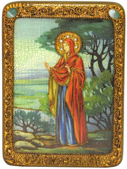 Инкрустированная икона Святая праматерь Ева 29х21см на натуральном дереве, в подарочной коробке