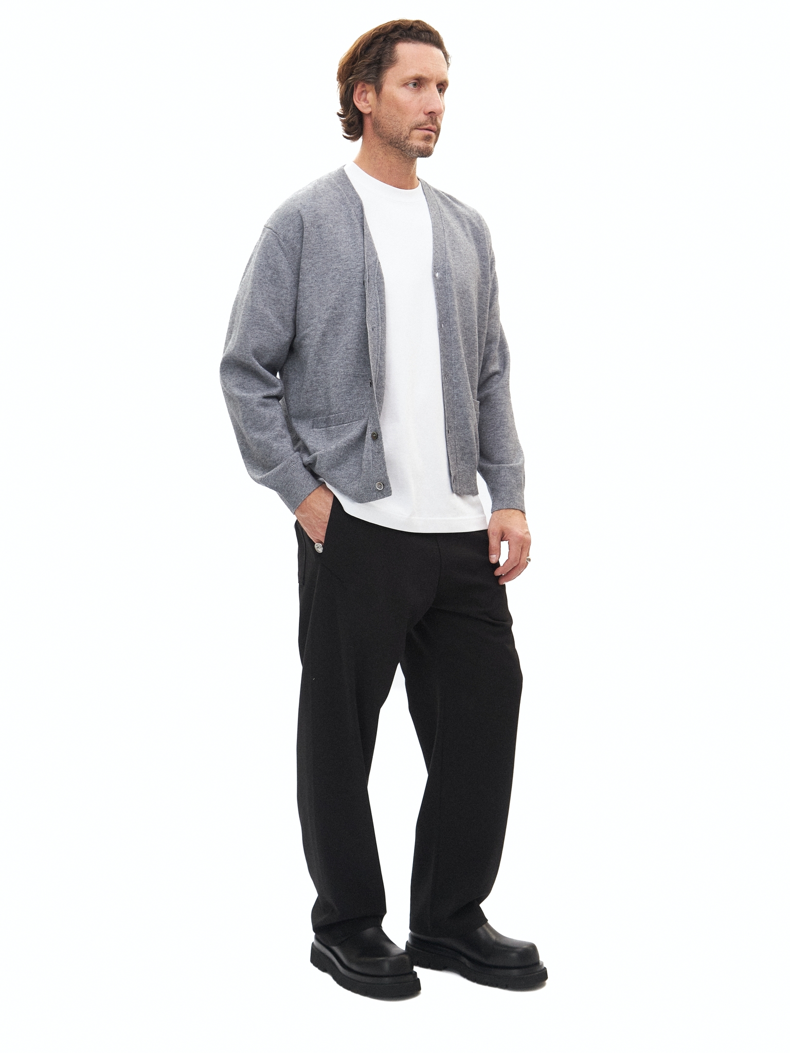 Серый кардиган Laine из тонкой шерсти