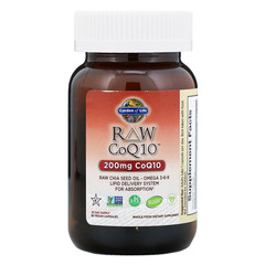 Garden of Life, RAW CoQ10, 200 мг, 60 веганских капсул