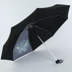 Карманный черный мини зонтик NEX с кошечкой