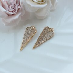 Подвеска Сердце с фианитами 36*15 мм, позолота П985