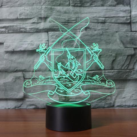 3D светильник с пультом Король рыбалки