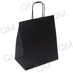 Крафт пакет с кручеными ручками и прямоугольным дном 240*140*280 мм 80 г/м2 черный внутри бурый, 250шт