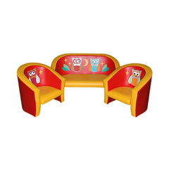 Комплект мягкой игровой мебели «Совенок с аппликацией» Совы красно-желтый