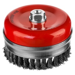 MIRAX 120 мм, жгутированная стальная проволока 0.5 мм,чашечная щетка-крацовка для УШМ (35144-125)