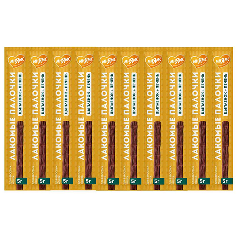 Лакомство Мнямс лакомые палочки для кошек из цыпленка и печени 10х5 г