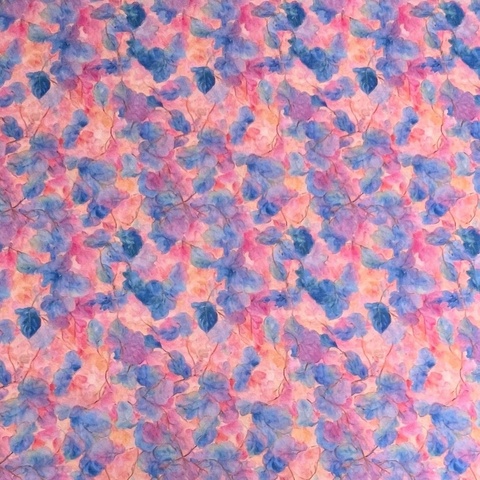 РОЗОВО-ГОЛУБОЙ ВЬЮНОК, АКВАРЕЛЬ - 100% ХЛОПОК