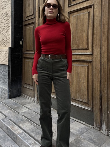 Брюки вельветовые хвоя