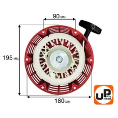 Стартер ручной UNITED PARTS для 173/177F, GX240/GX270, плоские метал. собачки (90-0677)