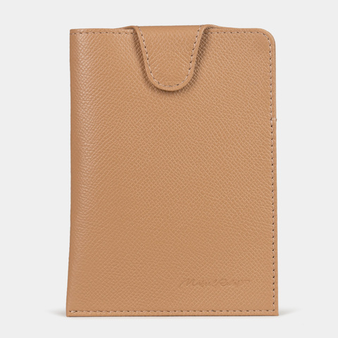 Обложка-кармашек для паспорта London из кожи сафьяно, цвета кэмел