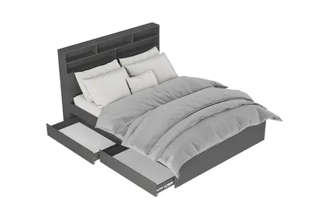 Кровать Симпл 1.6 м с надстройкой графит