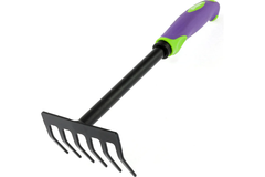 62061 Грабли 6-зубые // 110х300мм // стальные // обрезиненная эргономичная рукоятка // LSR1 // Palisad