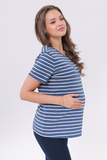 Футболка для беременных и кормящих 18072 индиго полоска