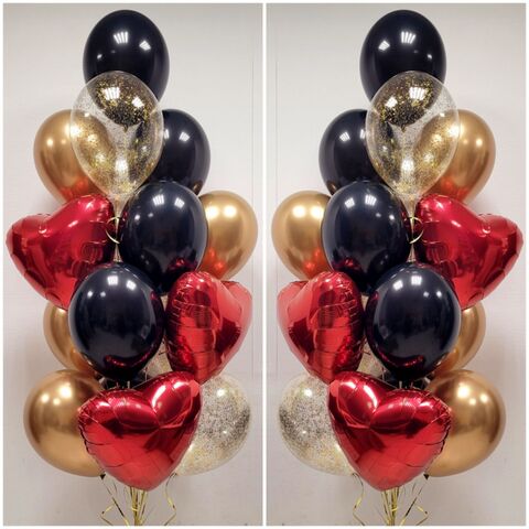 Фонтан шаров золото, чёрный, красный