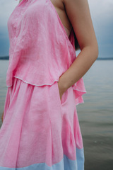 ❀ Розовый рассвет. Костюм льняной топ с юбкой макси с вышивкой 