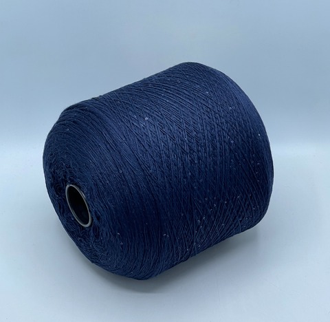 Бобинная пряжа, Merino Pailletes, 450м, 80% Меринос, 20% Полиэстер(пайетка), Темно-синий+пайетка. 39465