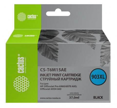 Картридж струйный Cactus CS-T6M15AE №903XL черный (37мл) для HP OJP 6950, 6960, 6970