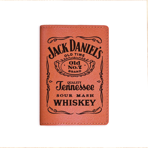Обложка на паспорт "JACK DANIELS", рыжая