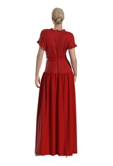 Майя. Платье льняное красное с вышивкой PL-42-2349