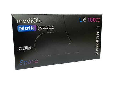 Нитриловые медицинские перчатки MediOK SPACE (черный) (50 пар)