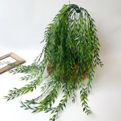 №2 Ампельное растение, зелень бамбука искусственная свисающая, зеленая, 73 см, набор 2 букета