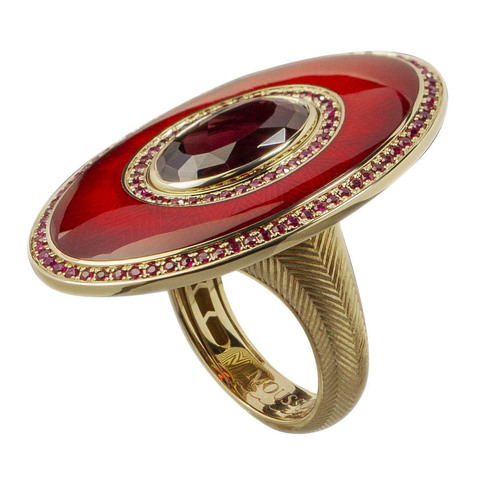 Кольцо с Гранатом и Рубинами, R0105-2/18