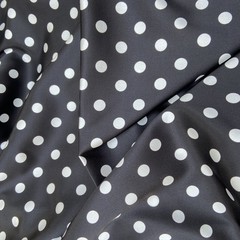 атласный черный шелк в горошек фото