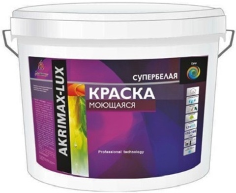 Краска «AKRIMAX-LUX» моющаяся акриловая,супербел.для внут.работ 30кг (под заказ) (24)