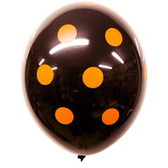 Воздушный шар черный с оранжевым «Горохом»