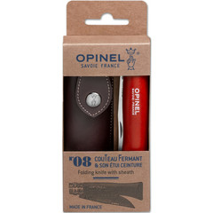 Нож Opinel №8 Trekking, нержавеющая сталь, красный, с чехлом