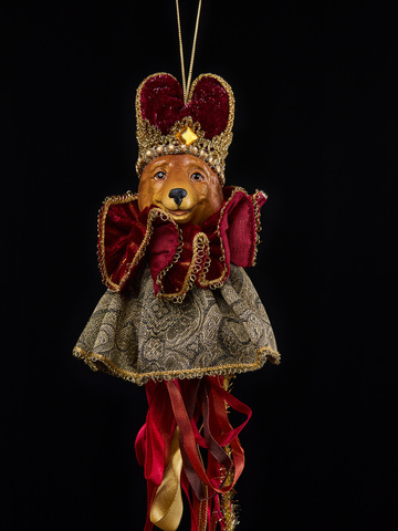 Елочная игрушка Медведь 15х43см ChristmasDeLuxe бордовый