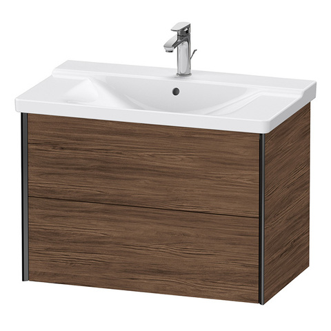 Duravit XViu Тумба подвесная 565x810x469мм, для раковины #233285, 2 ящика, цвет: walnut dark/черный матовый XV41160B221