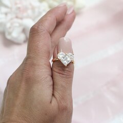 Кольцо Сердце с фианитом, позолота, Д036