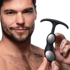 Черный массажер простаты с утяжелителями Premium Silicone Weighted Prostate Plug Medium - 16,3 см. - 