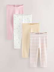 Легинсы для девочки Next E65-375, 4 шт., Бежевый, Розовый, Белый