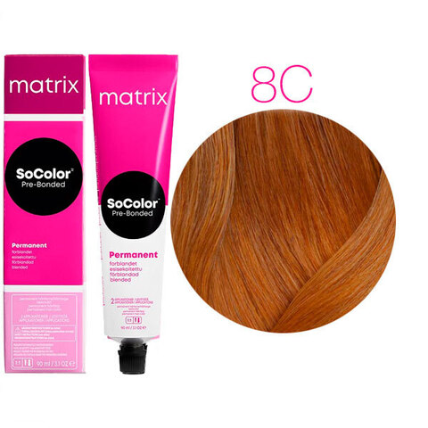 Matrix SoColor Pre-Bonded 8C светлый блондин медный, стойкая крем-краска для волос с бондером