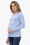 Лонгслив для беременных и кормящих 11089 голубой/принт сердечки