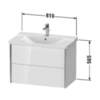 Duravit XViu Тумба подвесная 565x810x469мм, для раковины #233285, 2 ящика, цвет: walnut dark/черный матовый XV41160B221