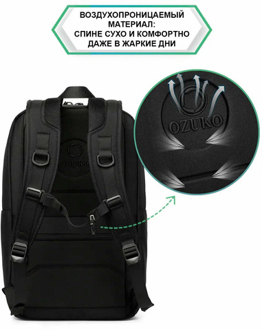 Картинка рюкзак городской Ozuko 9695 Black - 6