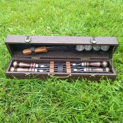 Набор с шампурами Квартет, 9 предметов на 4 персоны, кейс экокожа