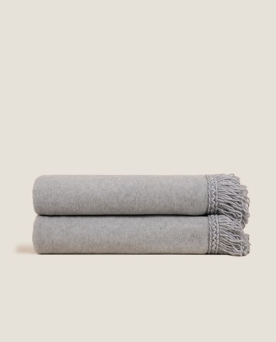 Плед 160х200 Frati Home Soft Bamboo Grigio Perla серый однотонный с тесьмой Matisse