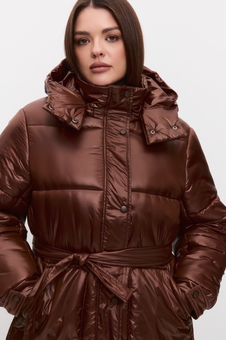 Куртка стеганая удлиненная, шоколад