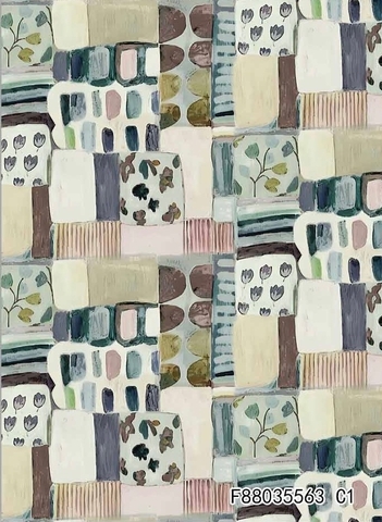 В ПУТИ, АБСТРАКТНЫЕ ОКОШКИ, БИРЮЗОВЫЙ - 100% хлопок