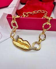 Колье цепь крупная LIPS с пирсингом в стиле Schiaparelli